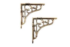 6X6 CLASSIC VICTORIAN SCROLL SHELF BRACKETS ANTIQUE BRASS - PAIR