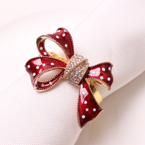 Red bowknots crystal napkin - red,