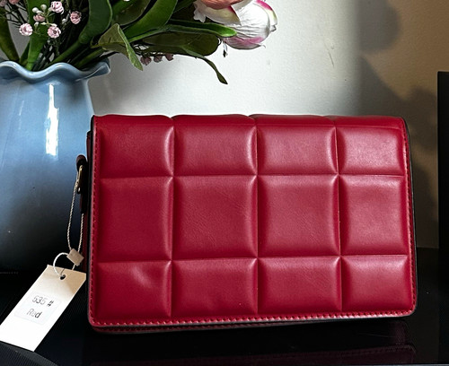 Red quilted faux - faux, leather