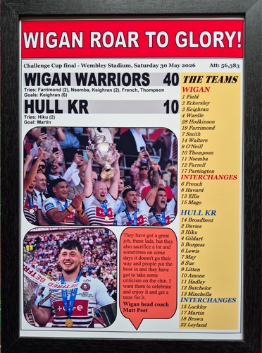 Wigan warriors hull - 40, kr