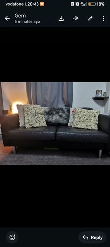 Black leather seater - 2, sofa