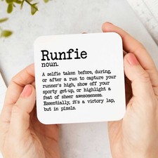 Runfie Funny Dictionary Definition Running Coaster - Running Gift