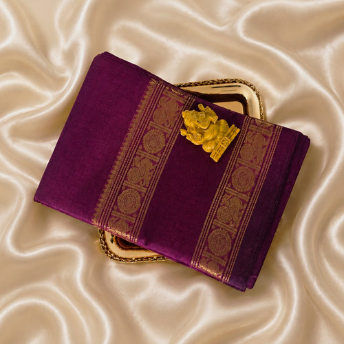 Burgundy kanchi cotton saree - burgundy,