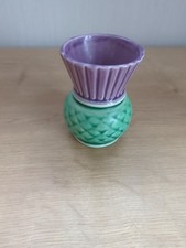 Scotland Thistle Vase Pot Jar Pottery Vintage Purple And Green Annandale Pottery