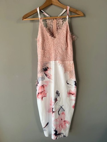 Blush pink lace floral - blush, midi