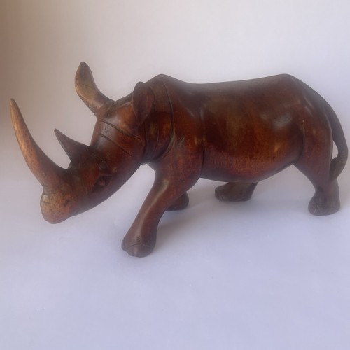 Large wooden rhino vintage - rhino,