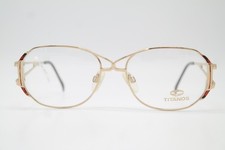 Vintage Glasses TITANOS T-789 TITAN Gold Red Oval Eyeglass Frame