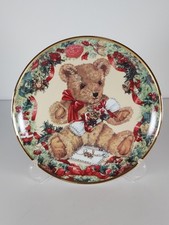 Limited Edition Franklin Mint Teddy Bear Display Plate "Teddy's First Christmas"