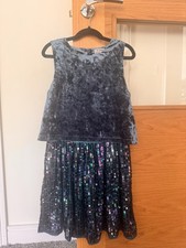 Next Girls Teal Velour Sequin