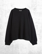 Women’s HUSH Boxy Sweatshirt Long Sleeve Cotton Crew Neck Rozanne Black Jersey