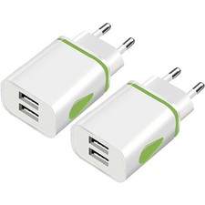 2X EU 2 Pin to Dual USB Plug Adapter Travel Charger Europe Euro Adaptor UK