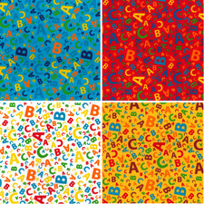 Polycotton Fabric Tossed Alphabet Letters Nursery Kids Childrens