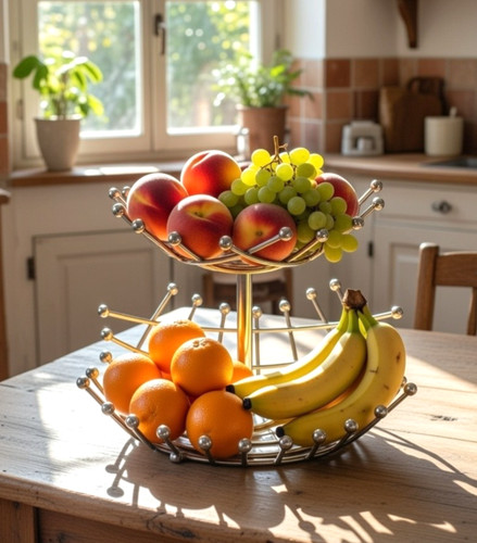 Large chromed steel two tier - chromed,