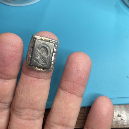 Vintage silver ring hematite - silver,