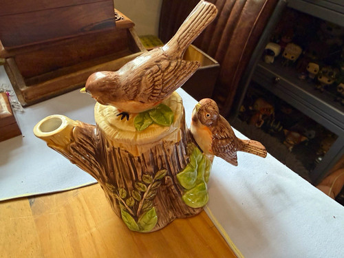 Vintage ceramic bird tree - vintage,