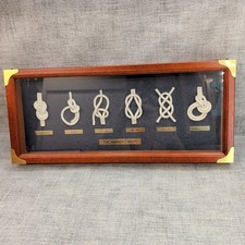 Vintage The Mariner's Knots Brass Wooden Nautical Framed Shadow Box Wall Art 