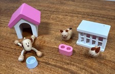 Elc wooden dolls house  pet set dog cat rabbit etc 