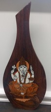 Vintage Wall Hanging Hindu Deity Ganesha Marquetry Inlay God Wisdom Prosperity