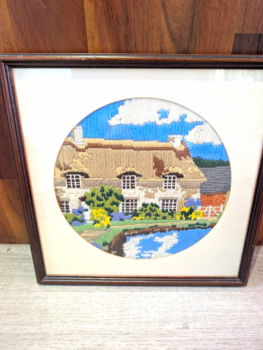 Vintage framed needlepoint - vintage,