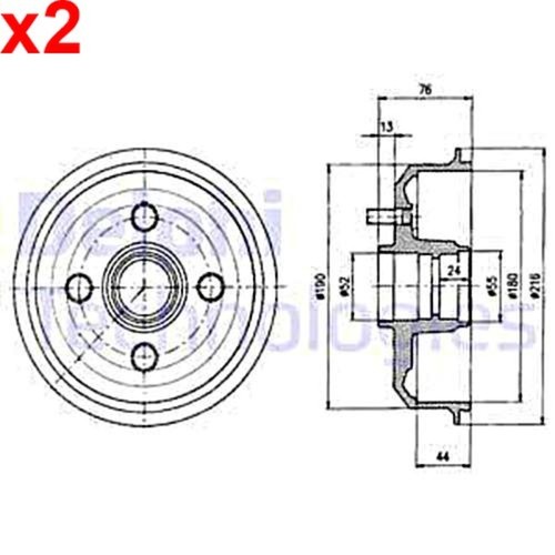 Brake drum delphi fits ford - 2x,