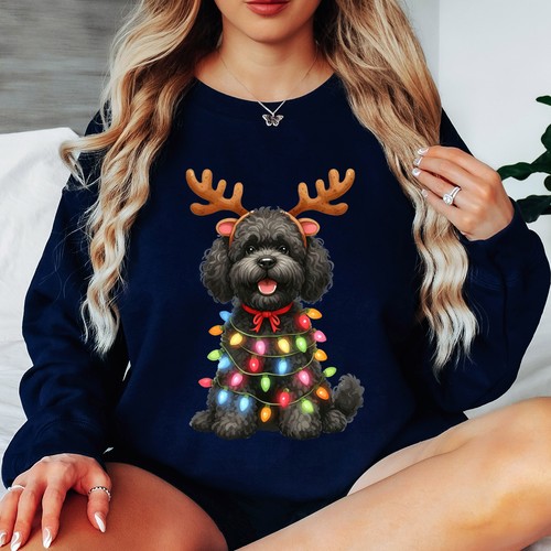 Christmas poodle reindeer - christmas,