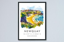 Newquay Watercolor Poster Newquay Cornwall Travel Print Wall Art Newquay Home