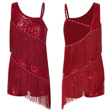 UK Kids Girls Sequins Fringe