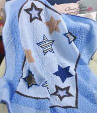 Blue Navy Star Boy Cot bed/Sofa/Chair Throw/Blanket Coverlet laura Ashley fabric