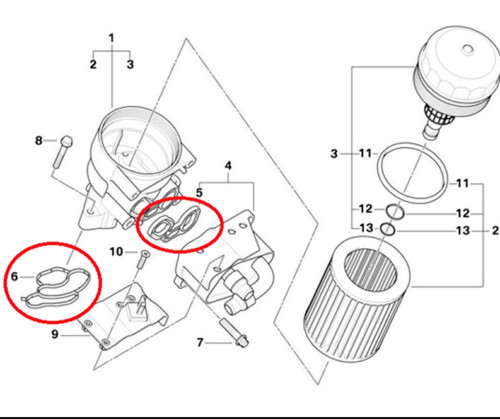 Oil filter housing gasket seal - filter,