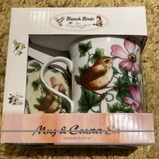 British Birds Wren  Mug & Coaster Joy Mulholland Ceramic UK Nature Set new