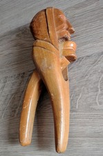 Antique Folk Art carved wood nutcracker Black Forest lady wearing bonnet