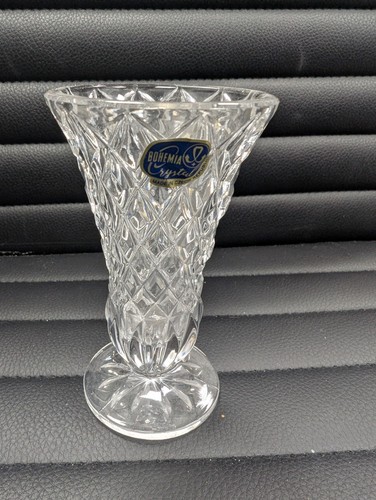 Vintage bohemia crystal vase - crystal,