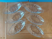 Set of 6 Vintage French Glass Oval Banana Split Ice Cream Sundae Dishes
