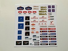 Scalextric/Slotcar Pre-Cut Decals F1 Various logos -  sheet size = 100 x 90mm