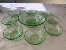 Vintage Green Glass Art Deco