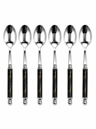 6pc black marble - marble, teaspoons