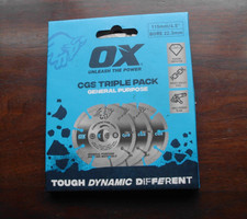 GENUINE OX TRIPLE PACK GENERAL PURPOSE ANGLE GRINDER BLADES 4.5 " INCH