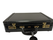  Antler Black Leather Briefcase With Combination Lock Documents Organiser 