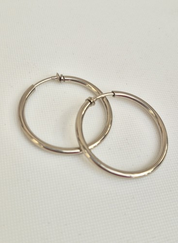 Vintage clip silver hoop - silver,