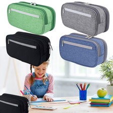 Large Pencil Case School Girls Boys Big Capacity Stationery Pouch 3 Compartments