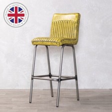 BAR STOOLS YELLOW FAUX LEATHER