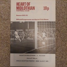 75/6 Hearts vs Fulham (Anglo Scottish Cup)
