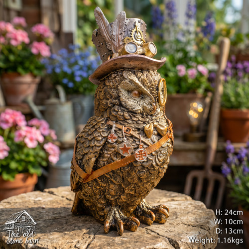 Owl sculpture gold steampunk - owl,