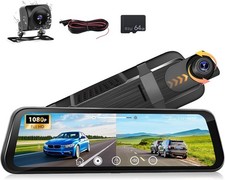 10" 4K Mirror Dash Cam,IPS Touch Screen Smart Rear View Mirror Camera, 4K+1080P