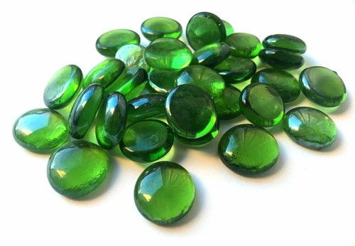 Green decorative glass pebbles - green,