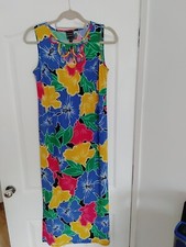 QVC COCO BIANCO FLORAL SLEEVELESS MIDI/MAXI DRESS WITH SIDE SLITS. SIZE S