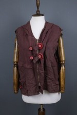 SARAH SANTOS Brown Sleeveless Relaxed Hooded Button & Zip Vest Size XL