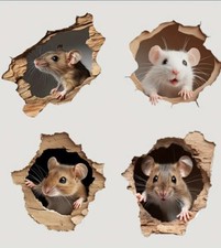 4X PEEKING MOUSE WALL STICKERS