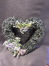 Heart Shaped,dark Green Wreath With Lavender Flowers
