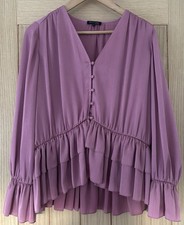 Massimo Dutti - Gorgeous Dusky Pink Ruffle Blouse Top Size 12